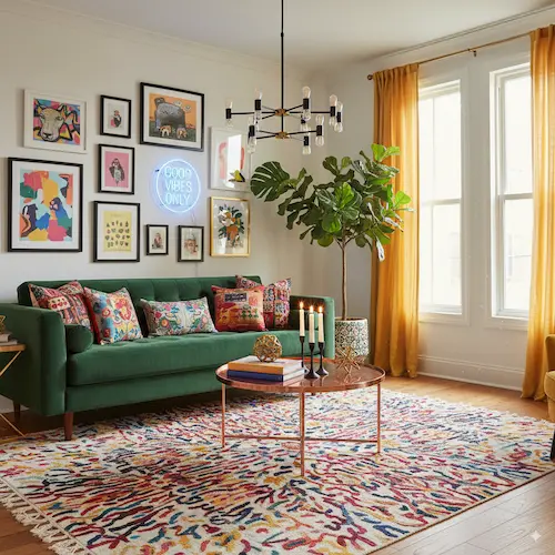 Modern minimalist living room with sofa and decor