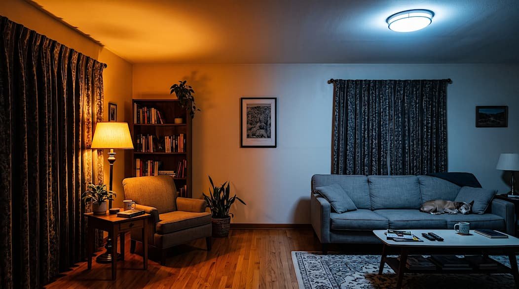 mismatched warm and cool lighting temperature in one room