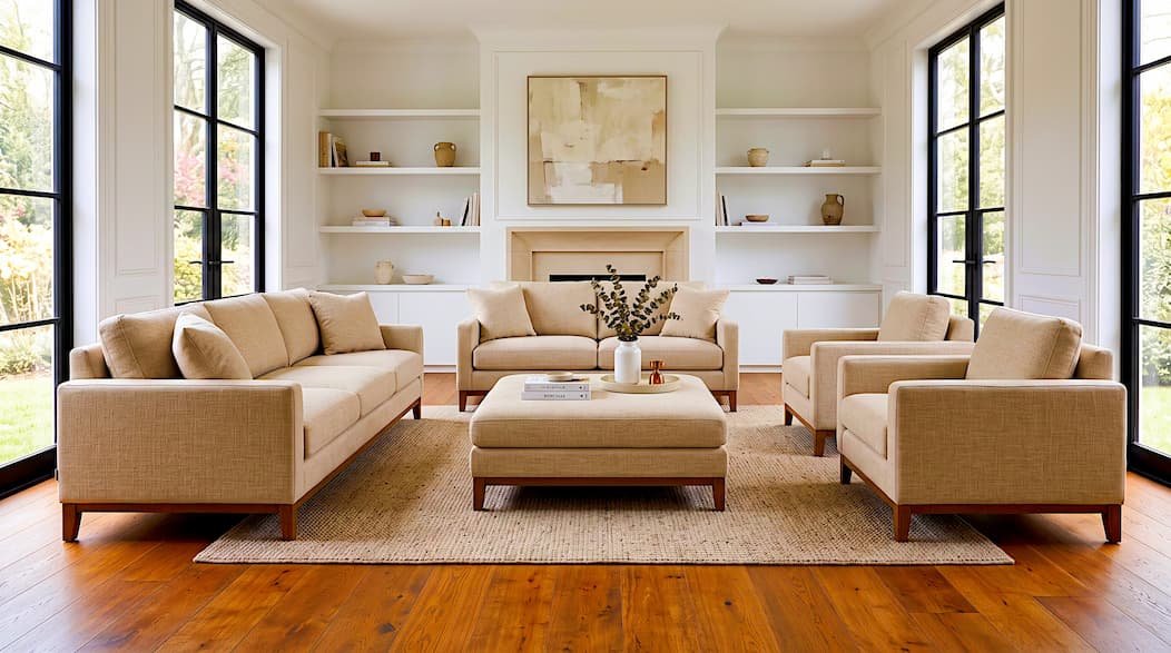 overly matched furniture set looking like a showroom